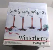 Set Of 4 - Pfaltzgraff Winterberry Fluted Goblet Wine Glass w/ Box *2b1