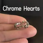 CHROME HEARTS CH新款克羅心十字花波浪戒指925銀女款日韓小清新個性潮女戒J-10076