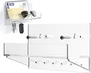 Entryway Key Holder - Clear Acrylic Key Rack with 6 Hooks | Wall Decoration, Home Storage Organizer for Letters Documents