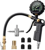 Tire Pressure Gauge With Inflator, 100 Psi-ansi B40.1 Accurate, Large 2.
