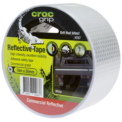 Croc Grip REFLECTIVE SAFETY TAPE 10mx50mm Self Adhesive WHITE *Australian Brand