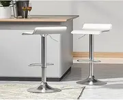 [Artiss] Bar Stools Stool Set of 2 Adjustable Kitchen Swivel Counter Barstools Dining Chair Gas Lift Leather White in 53-74cm Seat Height Floor for Home Bar Dining Room Cafe Outdoor Indoor