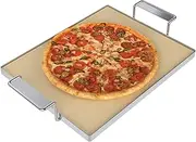 GriHero Rectangular Pizza Stone with Frame, Ceramic, 38 x 30 cm, Beige, for Oven, Charcoal & Gas Grill, Bread Baking Stone