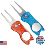 Eshan 2 PCS Golf Divot Repair Tools with Ball Marker Magnetic Markers Holder