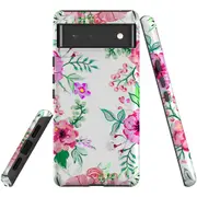 For Google Pixel 6 Case, Shielding Back Cover,Floral Garden
