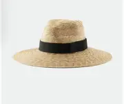 NWT BRIXTON Joanna Straw Hat Honey/ Black Women’s Sz LARGE 7 1/2