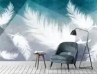 3D White Feather Wallpaper Wall Mural Removable Self-adhesive 739