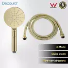 Decaura Round 3-Mode Gold Spray Hand Held Shower Head with Shower Hose Brushed