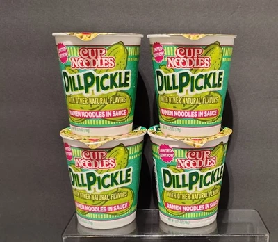 Nissin DILL PICKLE Cup Noodle LOT of 4 Limited Edition Flavor Ramen