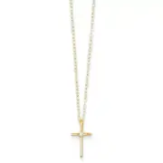 14K Yellow Gold Diamond Cross Necklace 15" 0.01 Ct Madi K Children's Jewelry