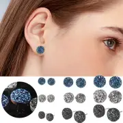 1 Pair Of Earrings Black Silver Blue Simple Personality Crystal Cluster Student