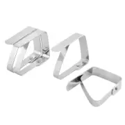 Home Teapot Stainless Steel Table Cloth Holders Clip Clamp Silver Tone 4pcs