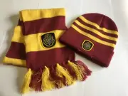 Official Harry Potter Hogwarts Knit Hat and Scarf Set Beanie Unisex One Size
