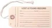 Lost & Found Record Manila Tags, 5-1/4" X 2-5/8", W Attached String, Perfed Stub