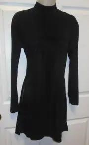 Body Wrappers Black Slinky Long Sleeve Top Split Sides Ladies Medium 7371