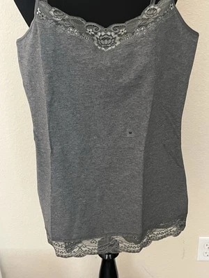 Express Bra Cami Camisole Tank NWT Y2K Lace Retro Vintage Medium Gray