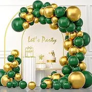 Green and Gold Balloon Garland Kit Christmas Balloon Decoration, 118PCS Green Gold Balloons Garland Arch Green Party Decorations Balloons for Christmas Birthday Anniversary Party