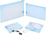EASYFUN Mesh Pouch, Make up Bag with Zipper Cosmetic Organizer Pouch for Daily or Travel to Keep Small Items, 4 PCS Blue, Blue, Fashion