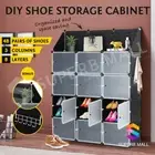 24 Tier 48 Pairs Shoe Storage Box Cabinet Organiser Cube DIY Shoe Rack Black