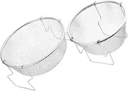 BESTOYARD 2pcs Frying Basket Round Strainer Sieve for Quick Oil Drainage Portable Design for Home Restaurant Use for French Fries Fried Chicken Fish Balls
