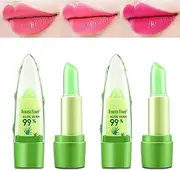 [Welhammsae] Aloe Vera Color Changing Lip Balm, Pack of 2, Magic Colour Changing Lip Balm Set, Long Lasting Moisturising Nutritious Lipstick, Lip Plumper Makeup Set, 2 * 3.8g