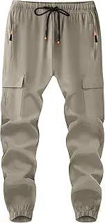 [ANHDM] Boys Cargo Joggers Youth Quick Dry Athletic Pants Lightweight Hiking Jogger Pants with Zipper Pockets