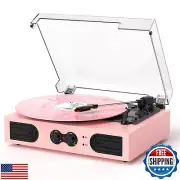 Vinyl Record Player with Built-in Speakers 3-Speed Vintage Record Player Supp