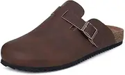 [ZUSERIS] Clog Men's Mules Women's Slippers Unisex Cork Footbed Garden Shoes Women Closed Slides Adjustable Slippers, Dark Brown, 43 EU