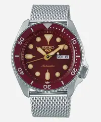 在飛比找Yahoo!奇摩拍賣優惠-SEIKO WATCH 精工5 Sports棗紅外圈日期星期