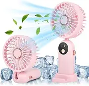 Cnkeeo Handheld Fan, Small Desk Fan 90° Foldable 5 Speeds Standing Fan with Base, Battery Operated Hanging Fan with Lanyard, USB Rechargeable Portable Fan for Home, Office, Travel, Outdoor, Indoor