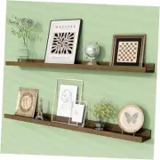 Picture Ledge Shelf, Pine 36'', 2-Pack Usa-sourced Pine Wood Light Brown Color