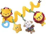 Stroller Toys for Babies | Plush Activity Carseat Toy - Colorful Sensory Rattle with Squeaker for Babies 0-3-6 Month
