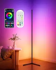 LED Floor Lamp, RGB Corner Floor Lamp with APP Remote Control,Black Standing Lamp with 16 Million Colors Changing Ambience Light with Music Sync,DIY Mode for Living Room (Jet-Black)