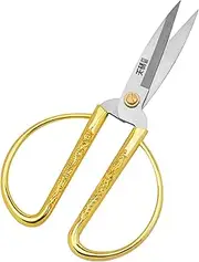 WILLKOMMEN Multipurpose Stainless Steel Gold Sewing Scissors 7.5”, Ultra Sharp Fabric Tailor Scissors, Heavy Duty Dragon and Phoenix Pattern Craft Scissors for Embroidery, Office, Art Work, Ceremony