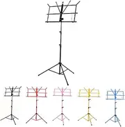BESTonZON Folding Music Sheet Tripod Stand Height Multi-angle Viewing Lightweight Metal Music Stand Holder for Guitar Accessories Black Design