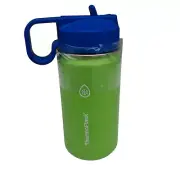 New 14 oz Stainless ThermoFlask Lime Green Vibrant Blue Water Bottle Straw Lid
