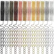 12 Rolls 120 Feet 2 mm Jewelry Making Chains Link Roll Bulk 12 Colors Necklace Chains with 120 Lobster Clasps and 50 Jump Rings for DIY Earring Bracelet Jewelry Making Supplies