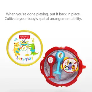 Fisher Price Mainan 嬰兒音樂玩具兒童鼓組 5 件撥浪鼓玩具/鼓/鼓槌女孩男孩玩具