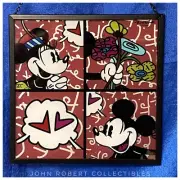 DISNEY ROMERO BRITTO Mickey & Minnie Mouse Glass Wall Hanger Sun Catcher NIB