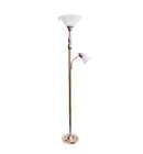 LAILA HOME 71'' ROSE GOLD TORCHIERE FLOOR LAMP WITH 2 SCALLOPED READING LIGHTS!