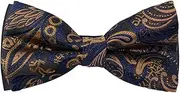 [HISUNBEN] Men's Solid Color Pre-tied Bow Tie Adjustable Tuxedo Two Layer Bow Tie with Gift Box-Golden-02
