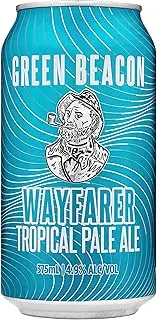 Green Beacon Wayfarer Tropical Pale Ale, Australian Craft Beer, Vibrant Fruit Flavours & Smooth Finish, 4.9% ABV, 375mL (Case of 16 Cans)
