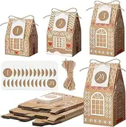Woanger 24 Empty Advent Calendar Boxes to Fill,Christmas Advent Calendar 24 Days Countdown Gift Christmas Gingerbread House Candies Treats Boxes for Xmas Holiday Decor(Stylish Style)