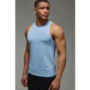 Mens Light Blue Man Active Lightweight Performance Slim Fit Marl Gym vest