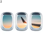 3Pcs/Set Airplane Window Decal Three-dimensional Self Adhesive Window View Landscape Wall Decor Airplane Wall Stickers for Home 2
