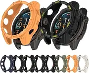 8-Pack Case Compatible with Garmin Fenix 8 47MM Solar, Armor Skeleton Smart Watch Replacement Cases, Bumper Hollow Screen Protector for Fenix8 47mm Solar Accessories