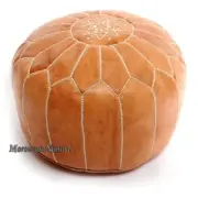 Handmade Moroccan Leather Poufs hassock ottoman footstool Poof Light Brown
