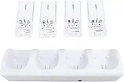 Wii Remote Controller Charger, 4 in 1 Wii Charging Dock Station with 4 Pack 2800mAh Rechargeable Battery Packs Portable Game Remote Controller Charger Station for Wii Controller