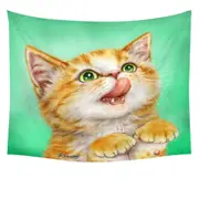The Hungry Ginger Kitten Cute Cats Art Tapestry