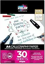Calligraphy Pad | A4 | 100gsm | 30 Sheets of Smooth, High-White Paper - by Zieler® | Includes Grid Sheet